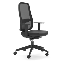 BLAZE black swivel chair with mesh armrests and backrest